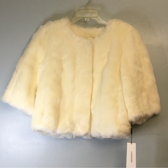 Calvin Klein Jackets & Blazers - Off white Calvin Klein faux fur jacket size Sm